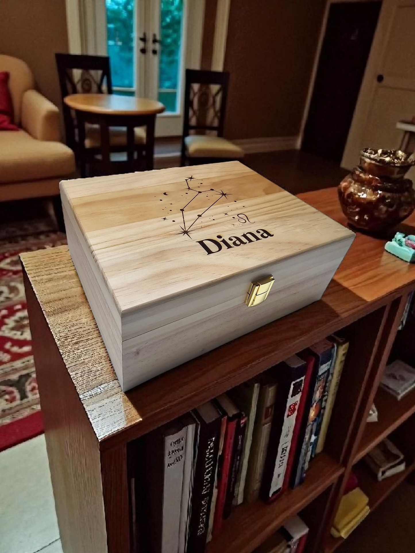 Zodiac Constellation Keepsake Box – Wooden Memory Box | Pine or Bamboo (8x10x4)