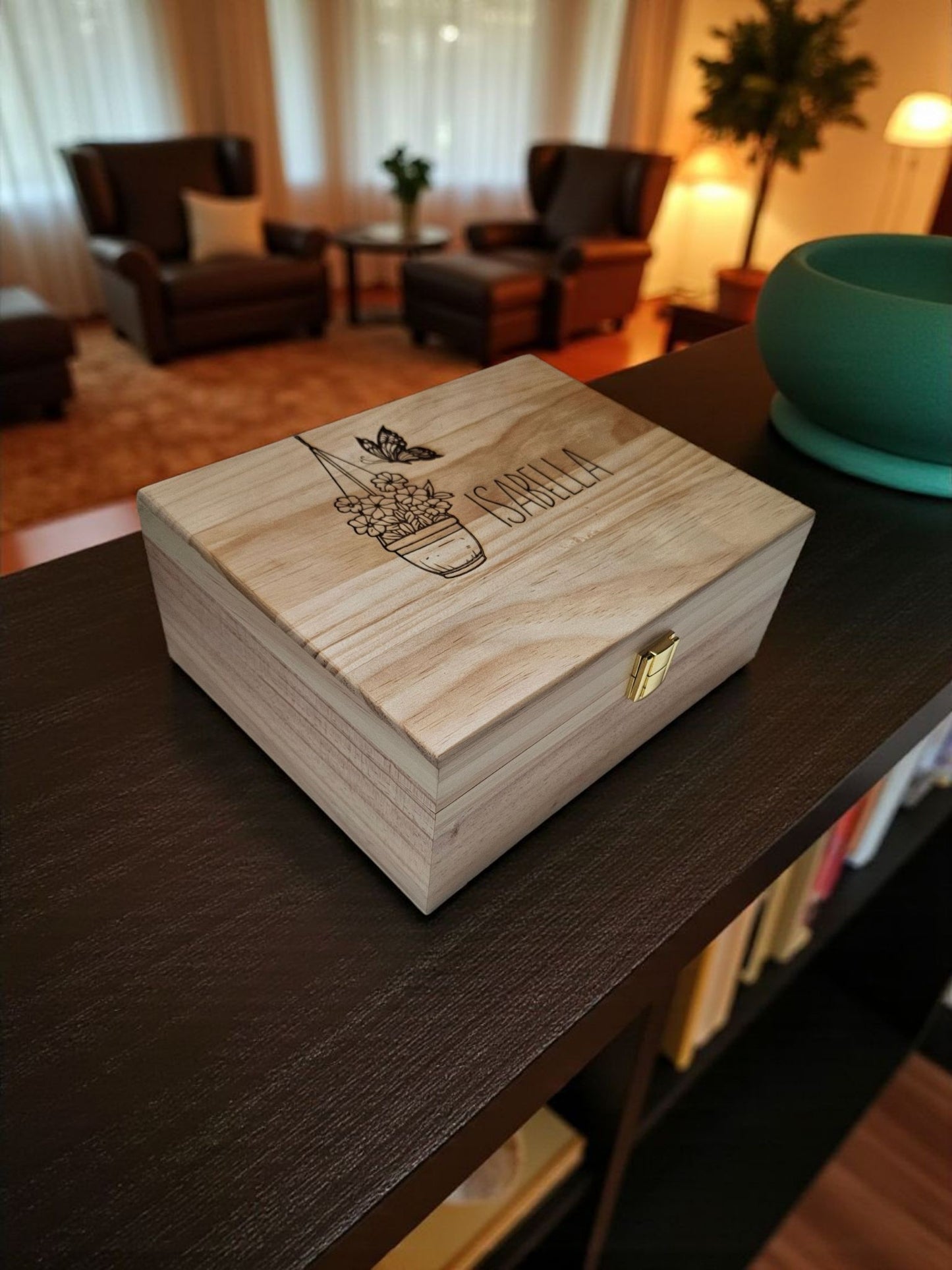 Personalized Butterfly Keepsake Box: Engraved Wooden Memory Chest