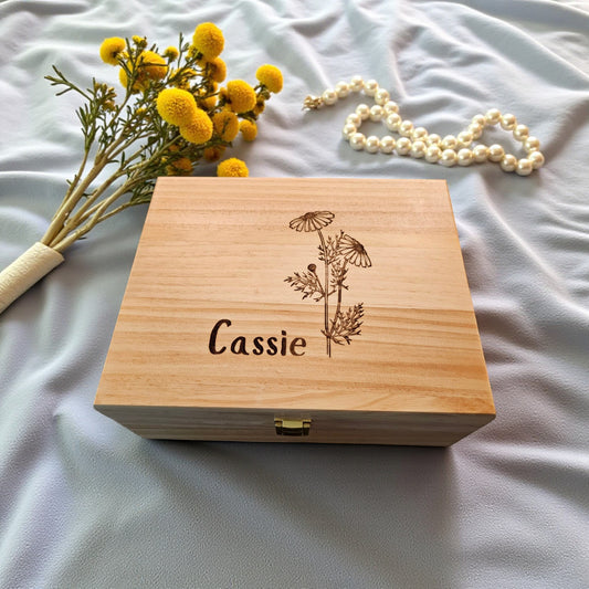 Personalized Birth Flower Keepsake Box