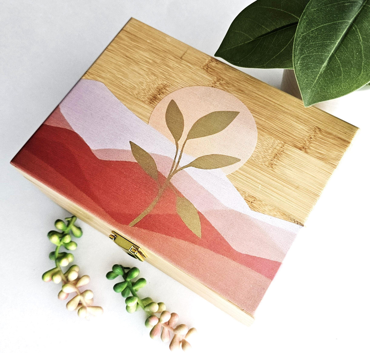 Newfashioned Relics™ Desert Sunset Keepsake Box – Custom Wooden Storage for Jewelry, Tarot & Memories