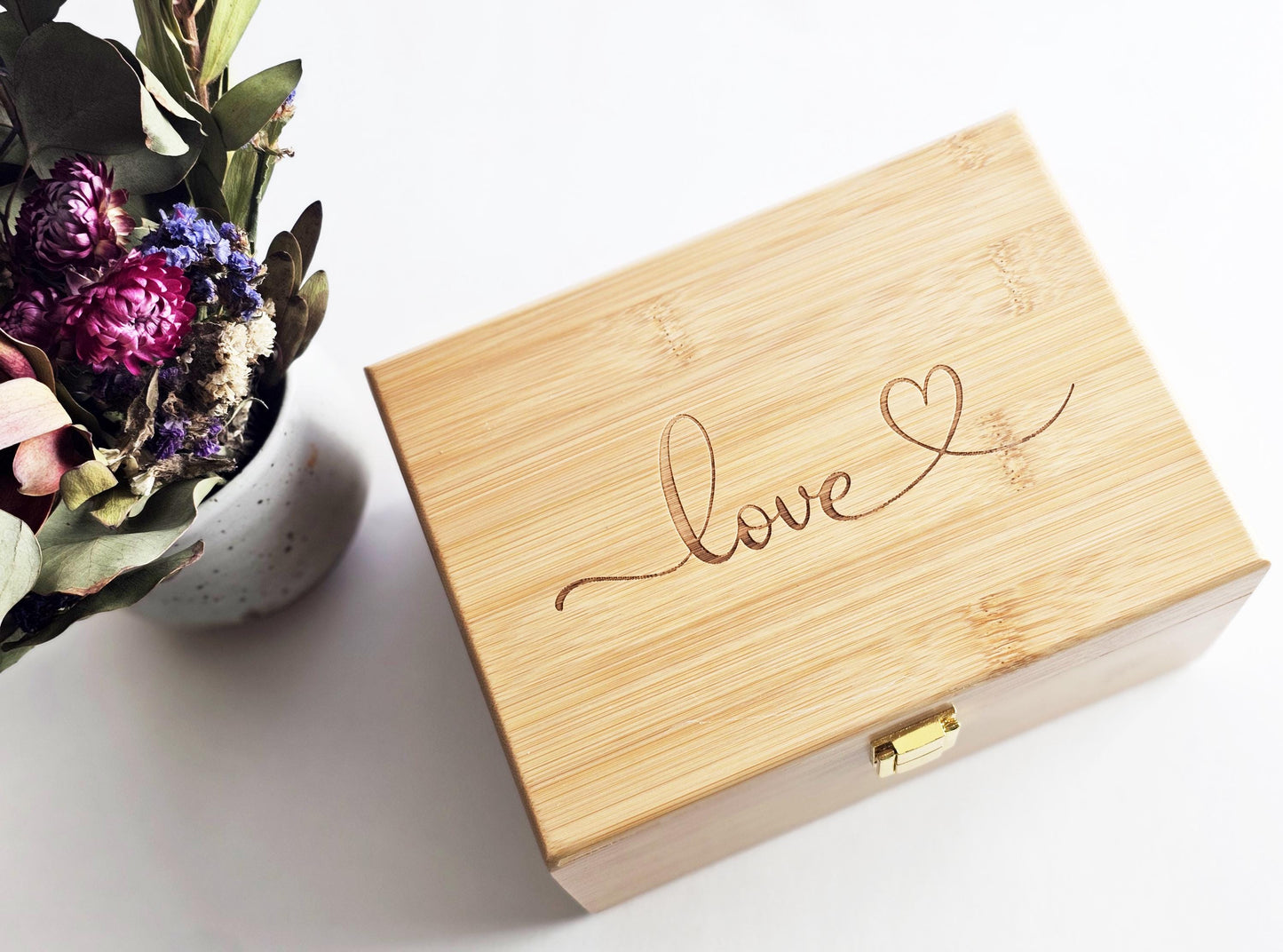 Newfashioned Relics™ Forever Keepsake Box – Engraved Bamboo Storage with Gold Hinges