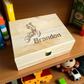 Personalized Keepsake Box for Boys – Wooden Memory Box | Pine or Bamboo (8x10x4)
