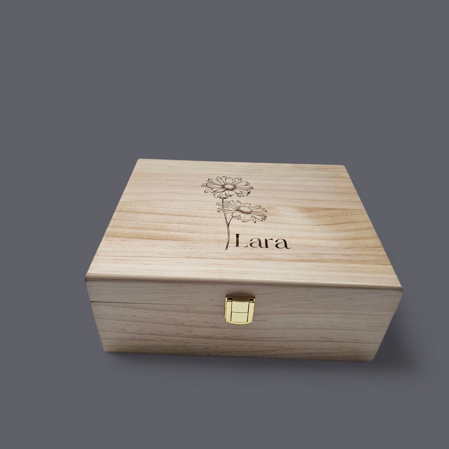 Personalized Birth Flower Keepsake Box – Wooden Memory Box | Pine or Bamboo (8x10x4)