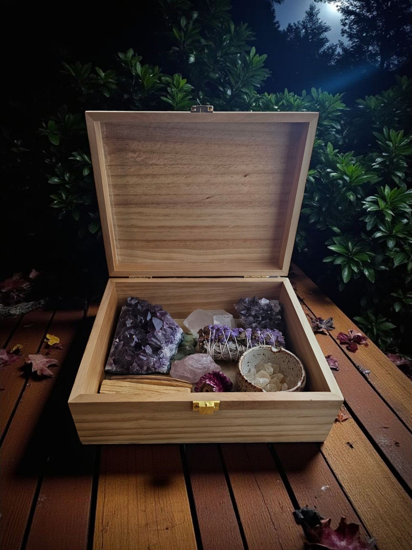 Personalized Affirmation Keepsake Box Custom Engraved Wooden Memory Box Spiritual Gift Jewelry Crystal Storage Pine or Bamboo