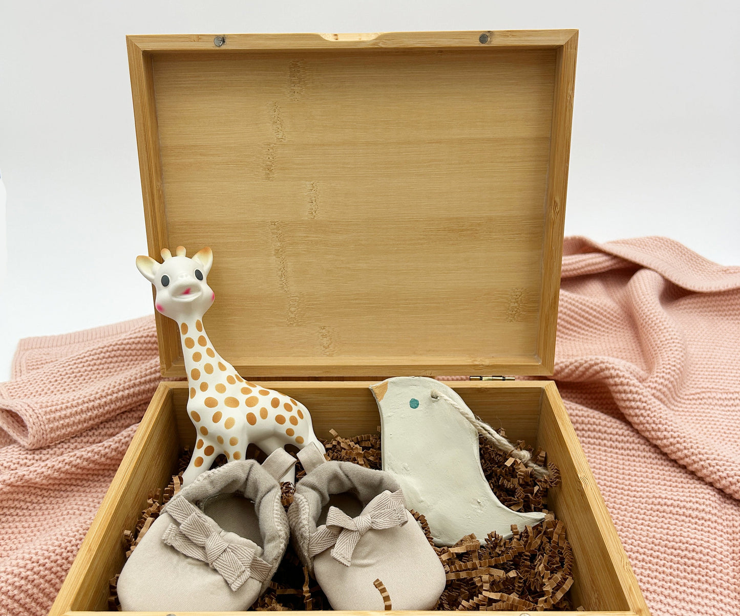 Personalized Wooden Keepsake Box: Engraved Baby Memory Box, 8x10 inches Pine or Bamboo