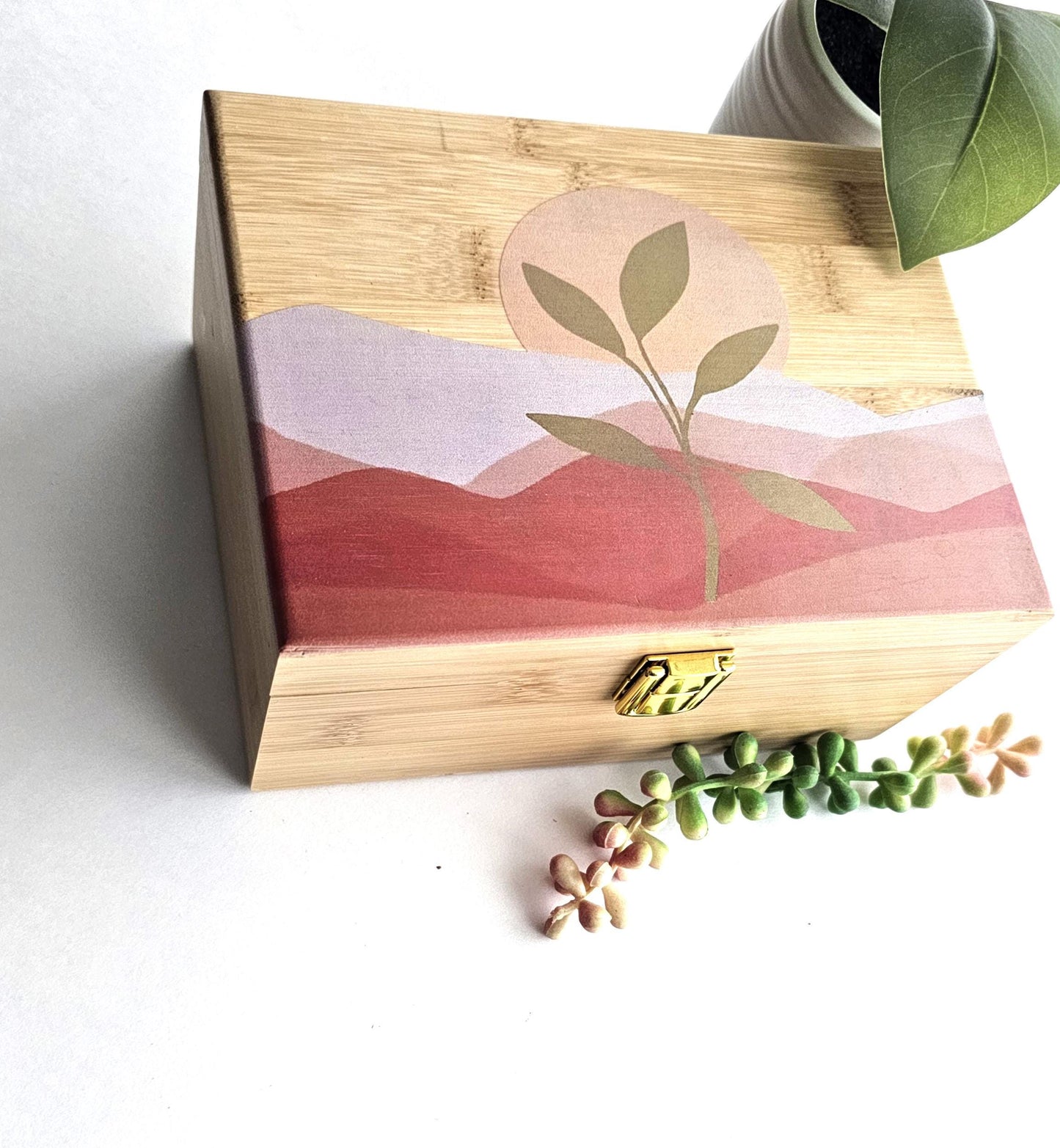 Newfashioned Relics™ Desert Sunset Keepsake Box – Custom Wooden Storage for Jewelry, Tarot & Memories
