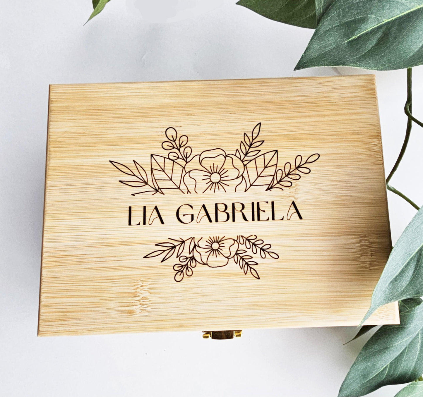 Personalized Wooden Keepsake Box: Engraved Baby Memory Box, 8x10 inches Pine or Bamboo