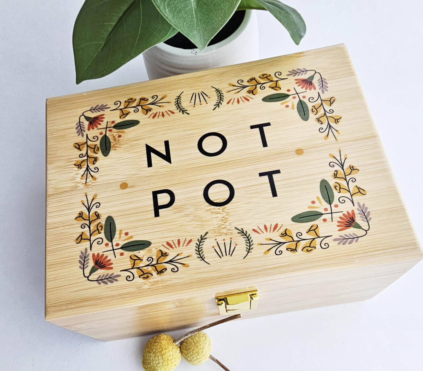 Engraved Bamboo Stash Box: Custom Keepsake Box with Lid optional personalization