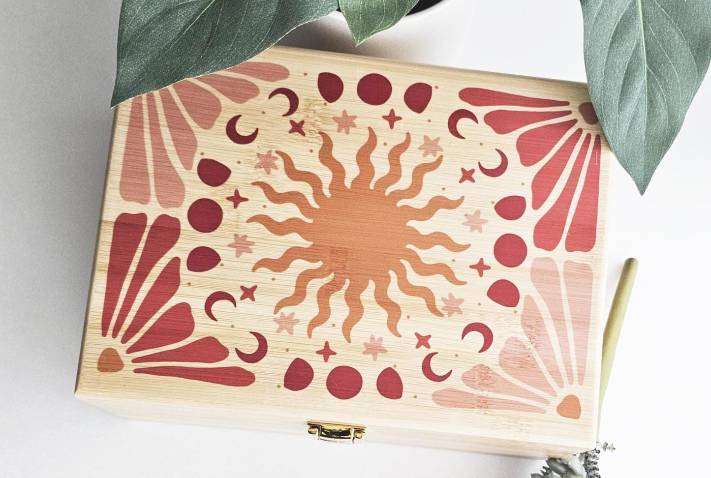 Personalized Sun & Moon Wooden Keepsake Box: Celestial Jewelry Storage