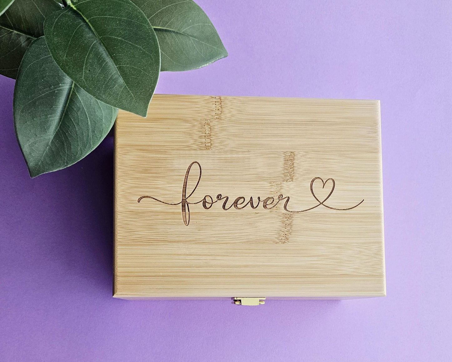 Newfashioned Relics™ Love Keepsake Box – Engraved Bamboo Storage with Gold Hinges