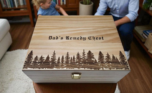 Personalized Wooden Remedy Box – Custom Engraved Keepsake Wellness Chest for Rituals and Self Care