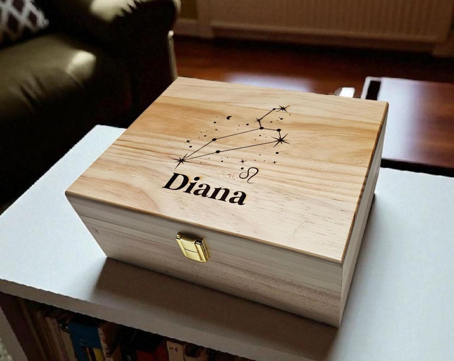 Zodiac Constellation Keepsake Box – Wooden Memory Box | Pine or Bamboo (8x10x4)
