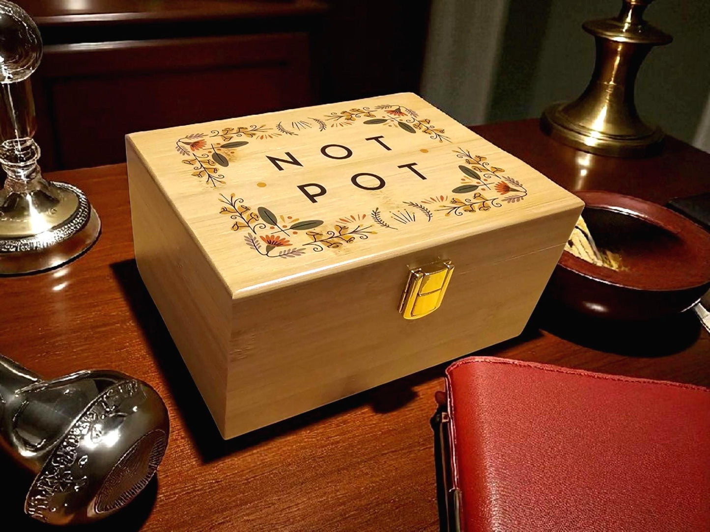 Engraved Bamboo Stash Box: Custom Keepsake Box with Lid optional personalization