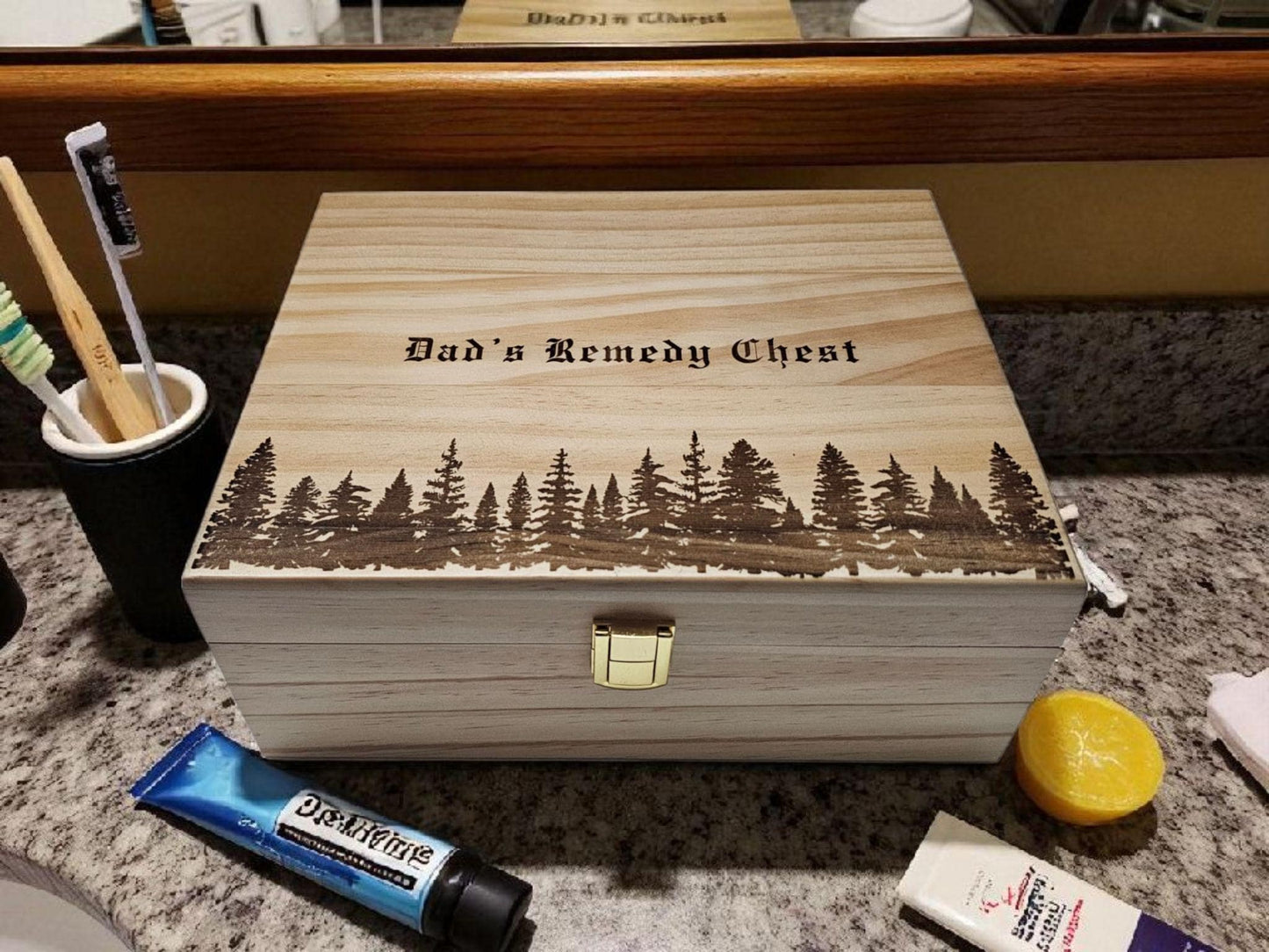 Personalized Wooden Remedy Box – Custom Engraved Keepsake Wellness Chest for Rituals and Self Care