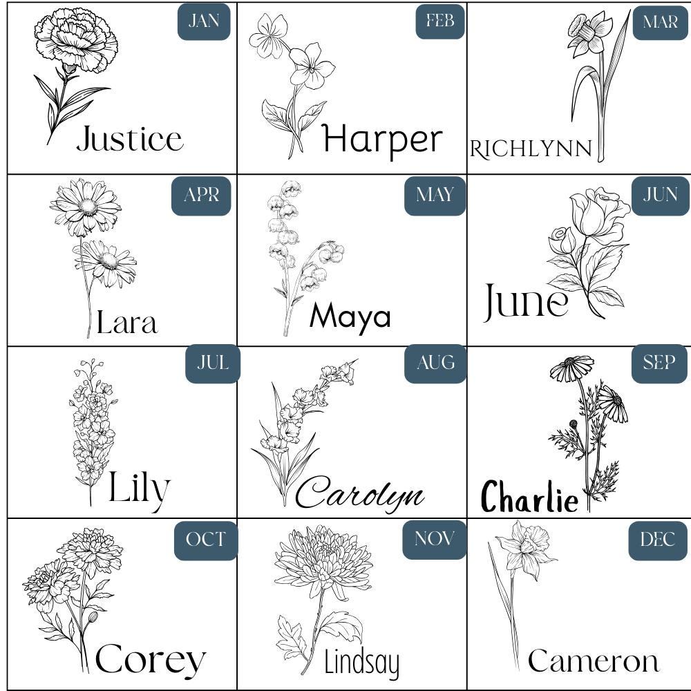 Personalized Birth Flower Keepsake Box: Engraved Pine Wood Memory Box