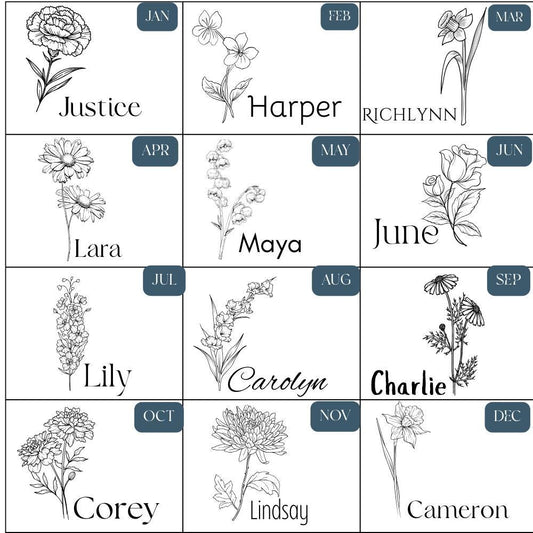 Personalized Birth Flower Keepsake Box: Engraved Pine Wood Memory Box