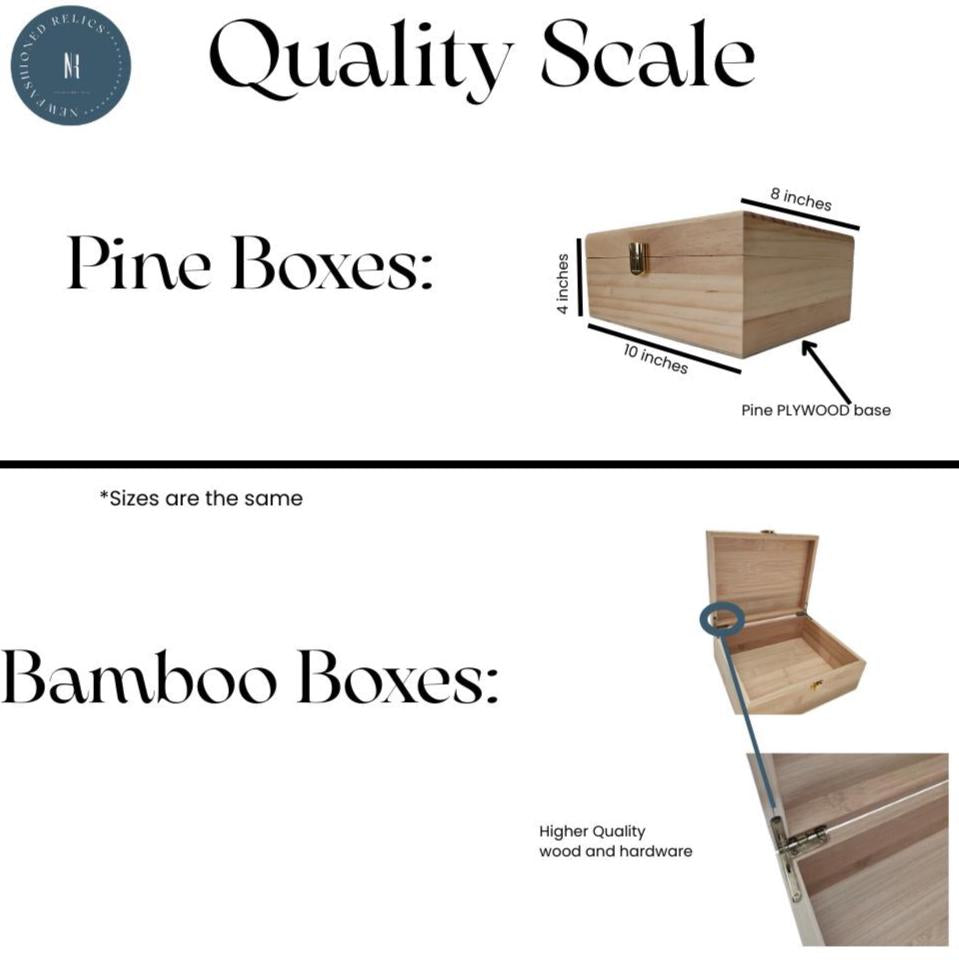 Personalized Keepsake Box for Boys – Wooden Memory Box | Pine or Bamboo (8x10x4)