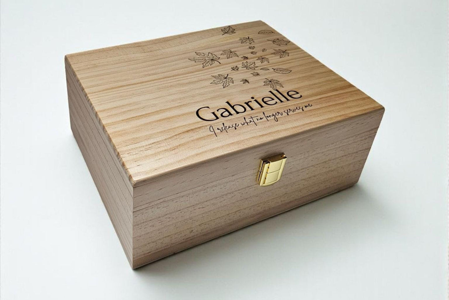 Personalized Affirmation Keepsake Box Custom Engraved Wooden Memory Box Spiritual Gift Jewelry Crystal Storage Pine or Bamboo