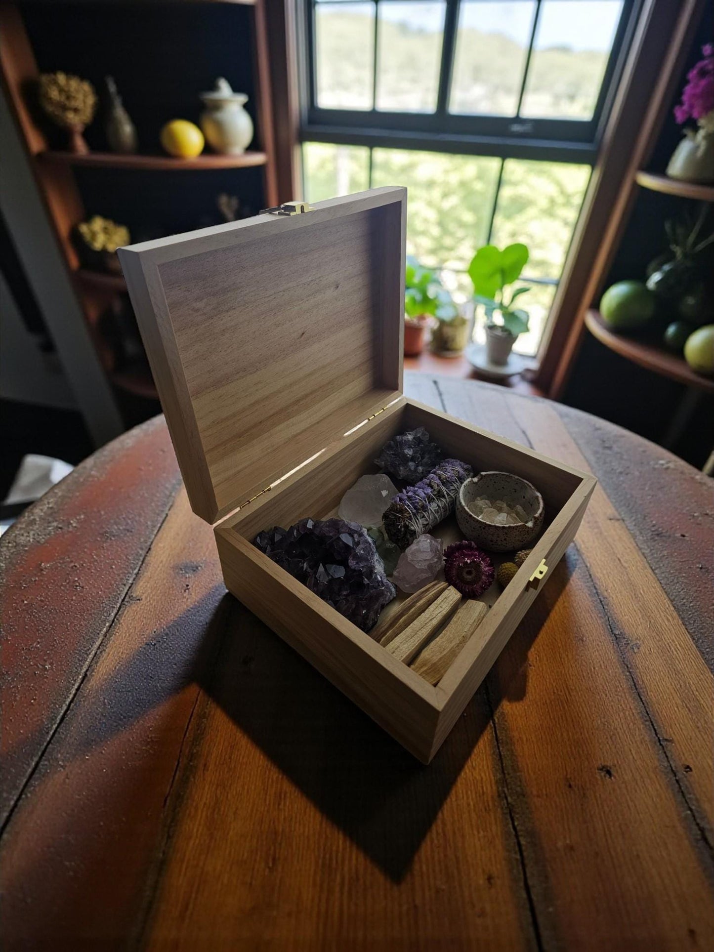 Personalized Affirmation Keepsake Box Custom Engraved Wooden Memory Box Spiritual Gift Jewelry Crystal Storage Pine or Bamboo