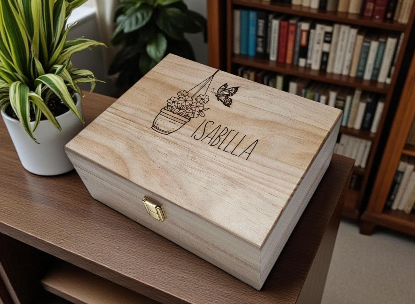 Personalized Butterfly Keepsake Box: Engraved Wooden Memory Chest
