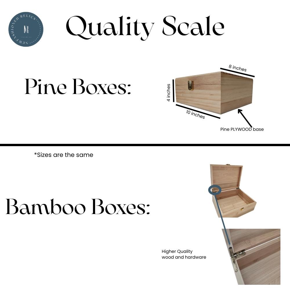 Personalized Dog Memorial Keepsake Box – Wooden Pet Memory Chest | Pine or Bamboo (8x10x4)
