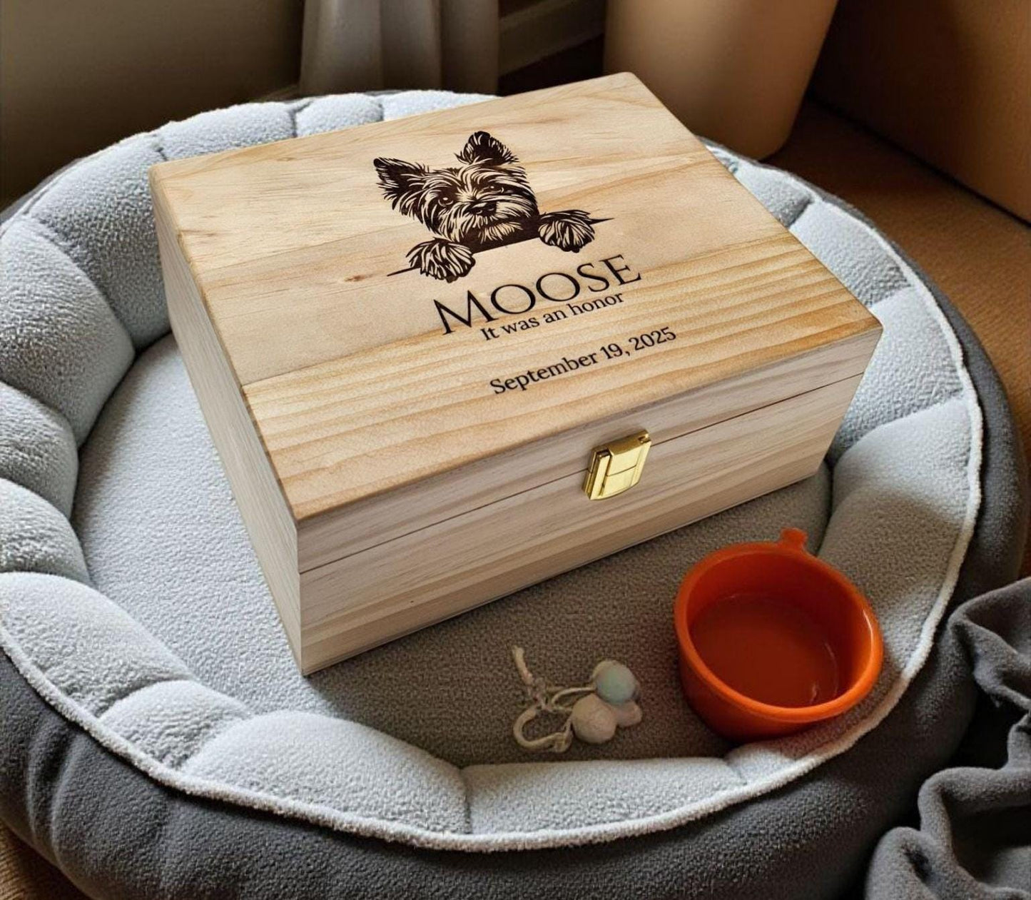 Personalized Dog Keepsake Box – Custom Engraved Wooden Memory Box with Top 25 Dog Breeds – Pet Memorial Gift or Dog Lover Gift