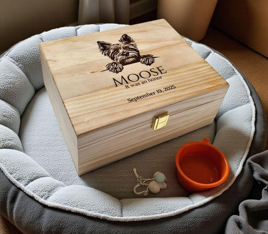 Personalized Dog Keepsake Box – Custom Engraved Wooden Memory Box with Top 25 Dog Breeds – Pet Memorial Gift or Dog Lover Gift