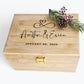 Personalized Wooden Wedding Box: Engraved Memory and Keepsake Box 8x10x4 inches Pine or Bamboo